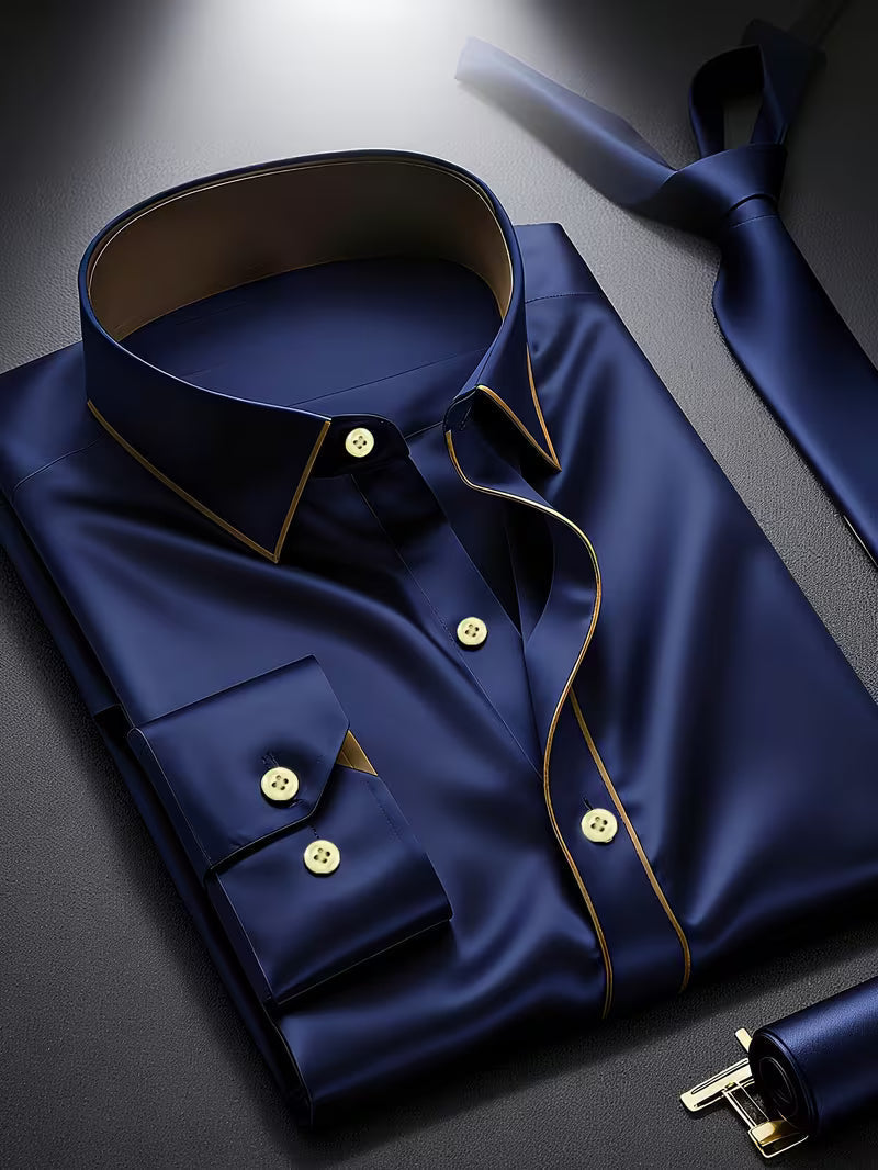 Daven | Camisa de Manga Larga con Ribete en Contraste