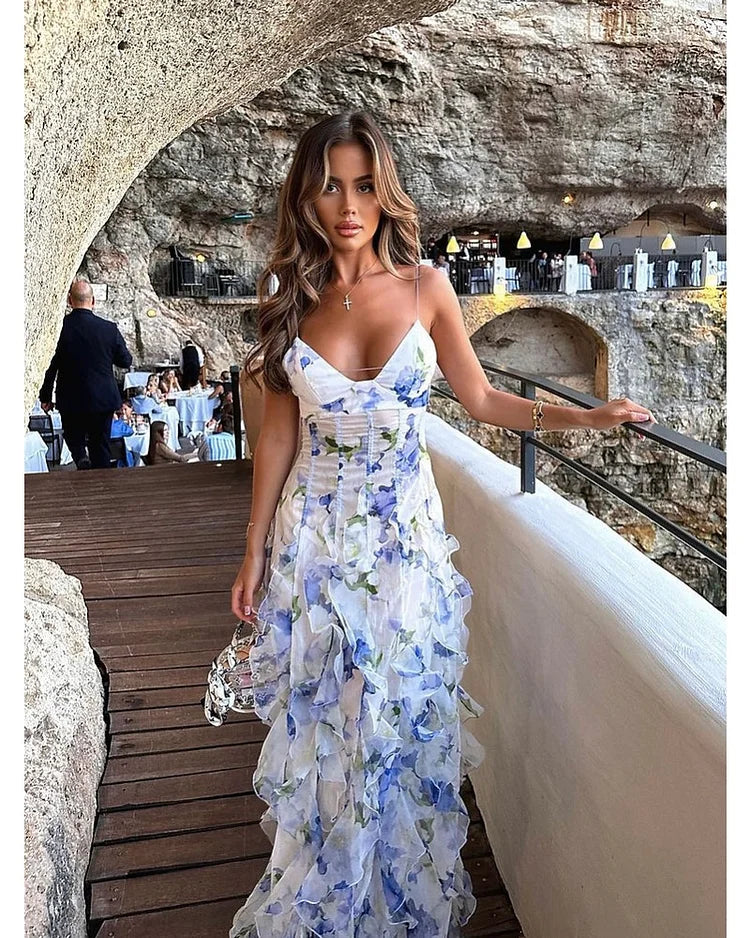 Mikayla | Vestido Maxi Floral Con Volantes
