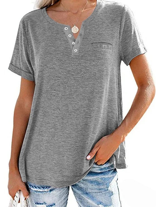 Cettina | Camiseta Henley Manga Corta Bolsillo