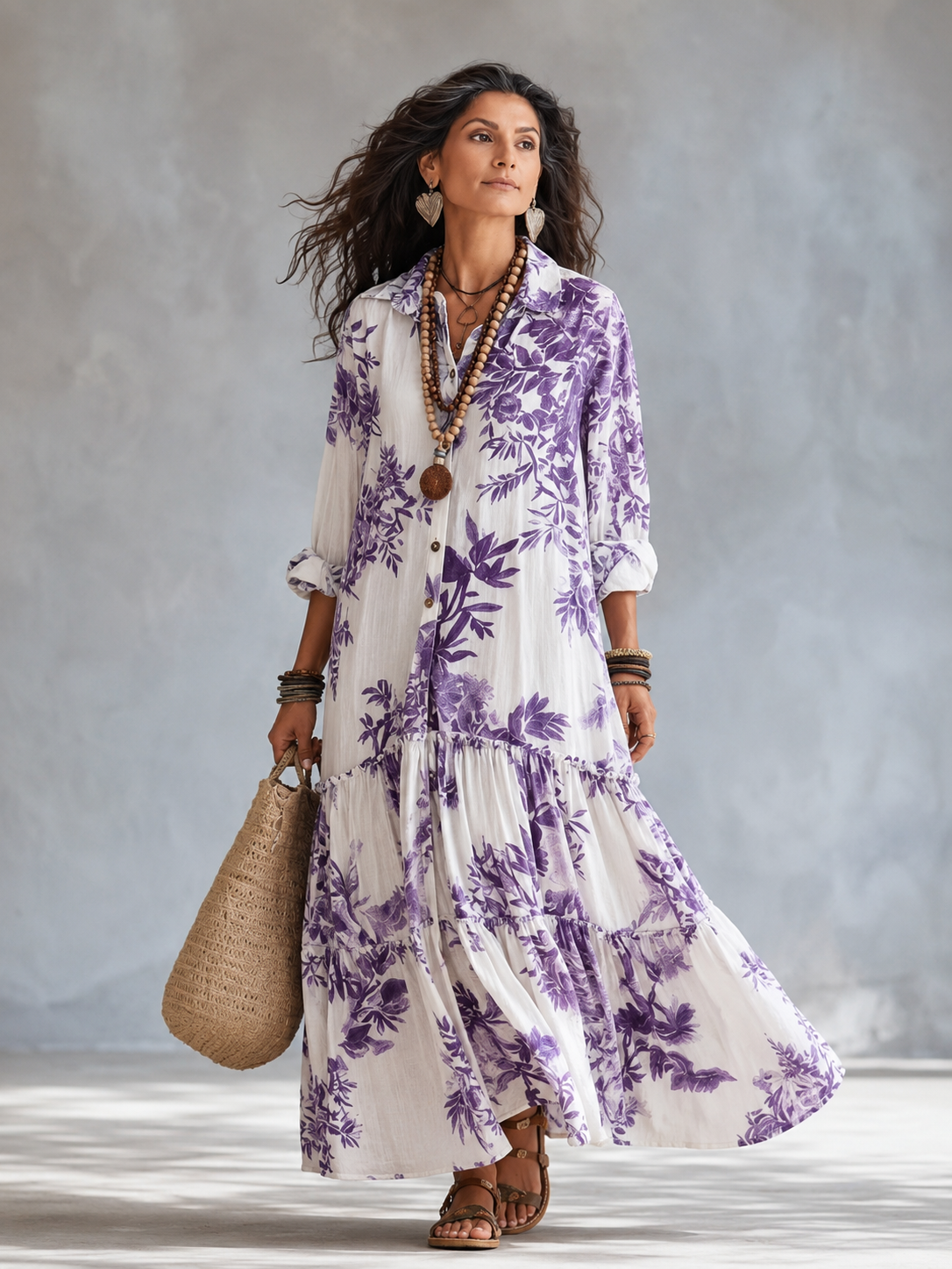 Shiza | Vestido Maxi Floral Con Botones