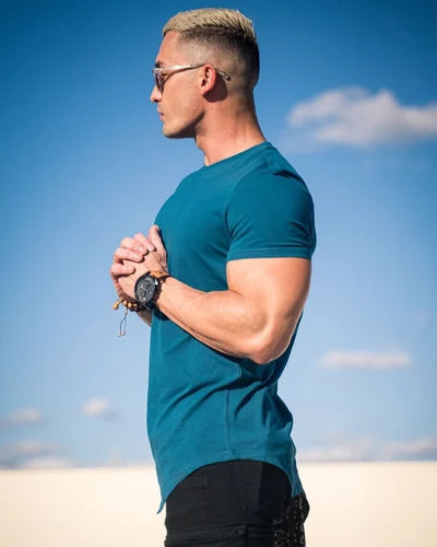 Maxwell - Camiseta de Manga Corta Con Bajo Curvo