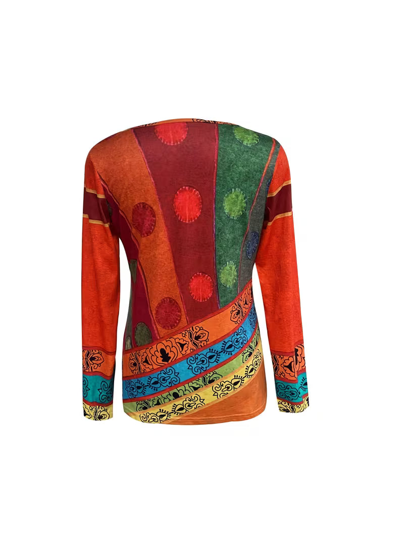 Solora | Blusa de Manga Larga con Estampado Étnico