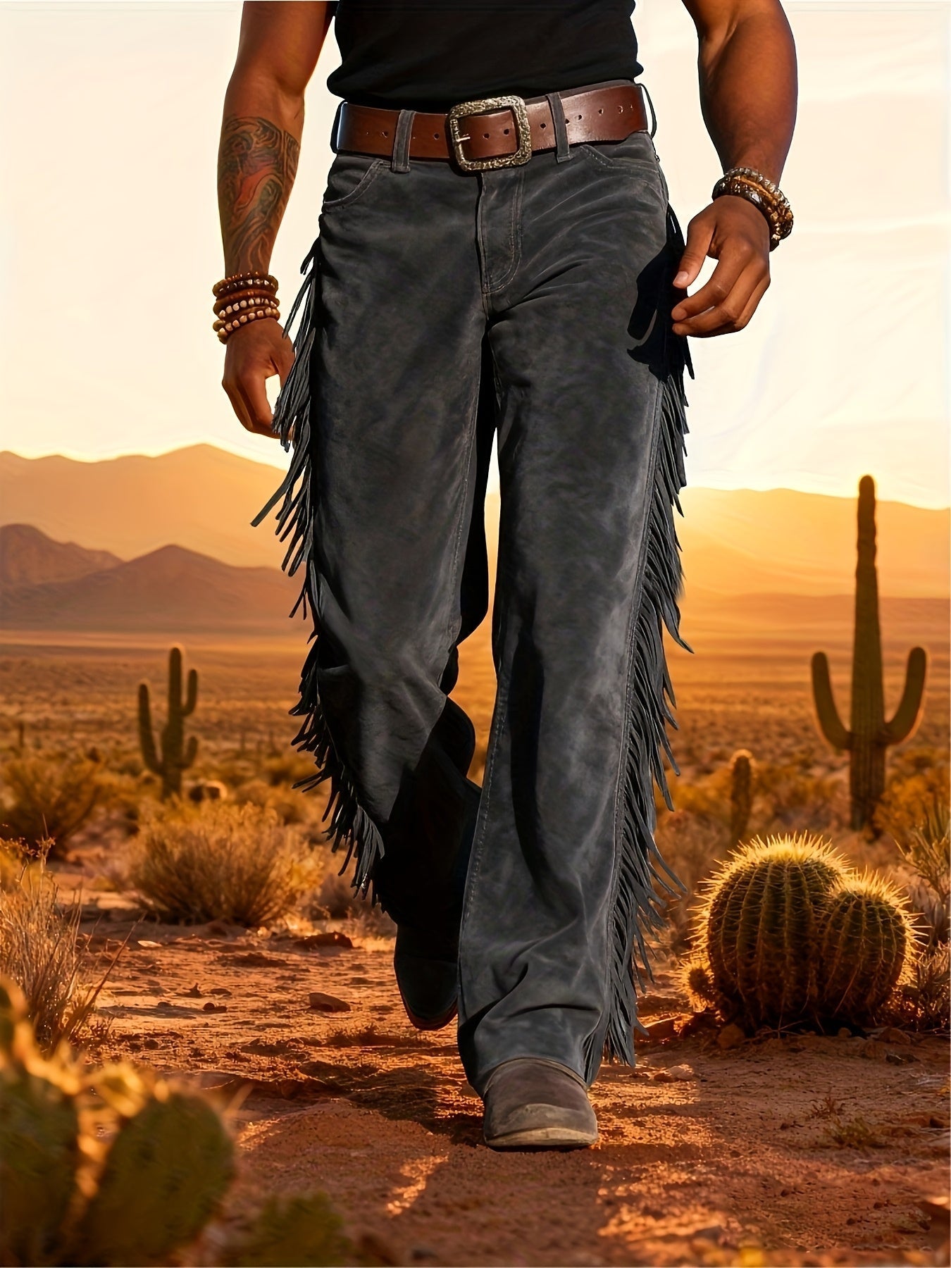 Altan - Pantalones casuales retro con flecos