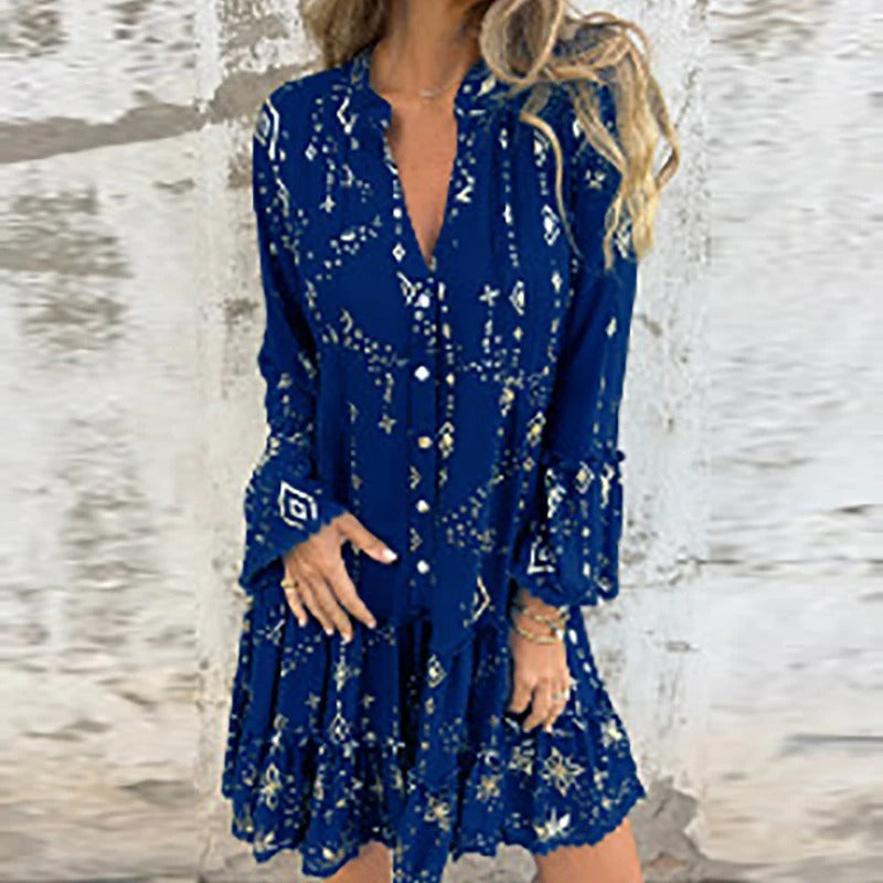 Gillian | Minivestido De Manga Larga Con Estampado Boho
