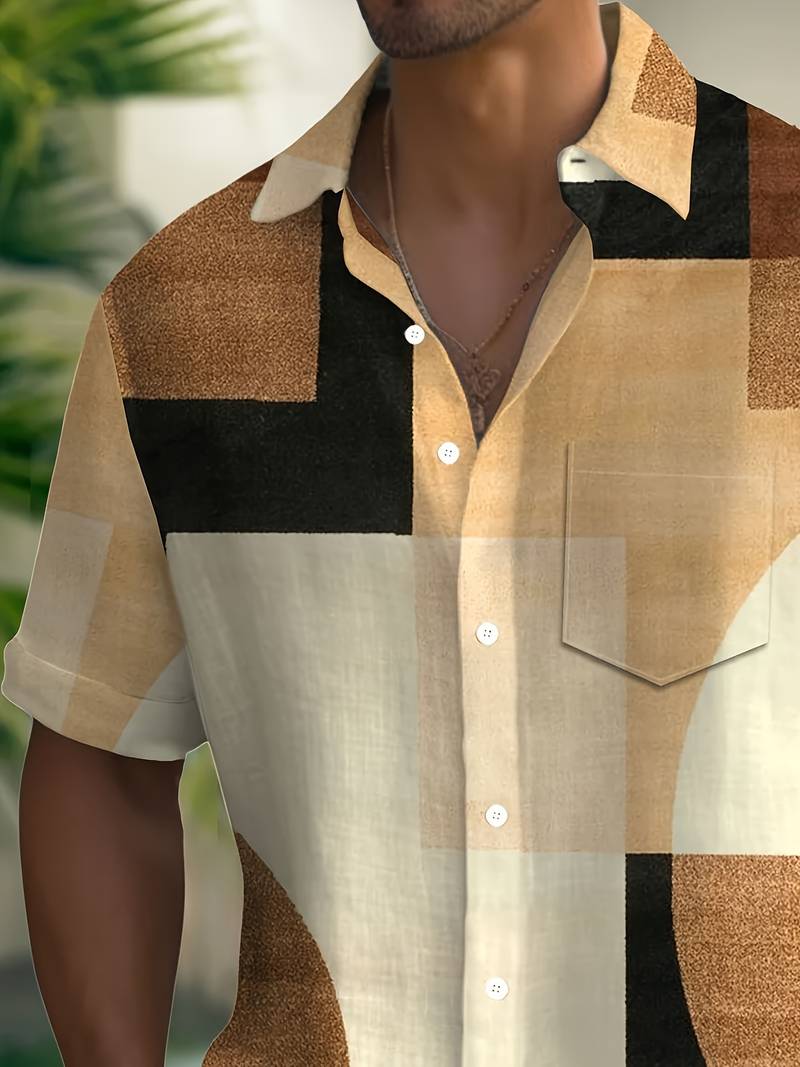 Boucher | Camisa Geométrica Vintage Manga Corta