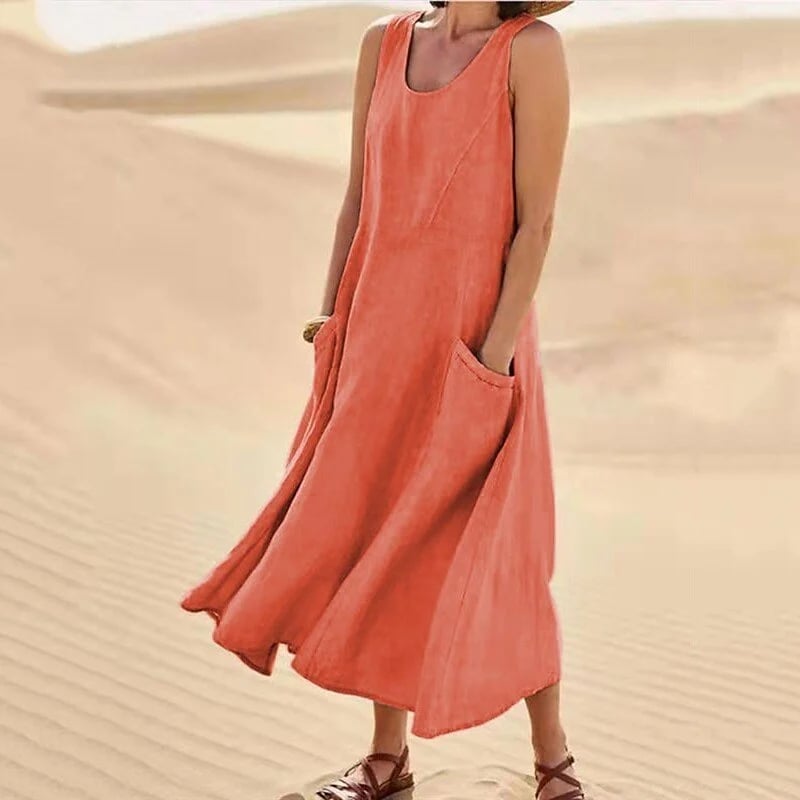 Zoha | Vestido Maxi Sin Mangas Con Bolsillos