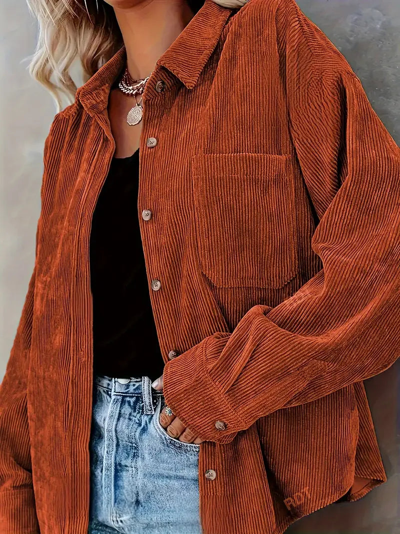 Irmela | Camisa de Manga Larga de Pana Con Botones