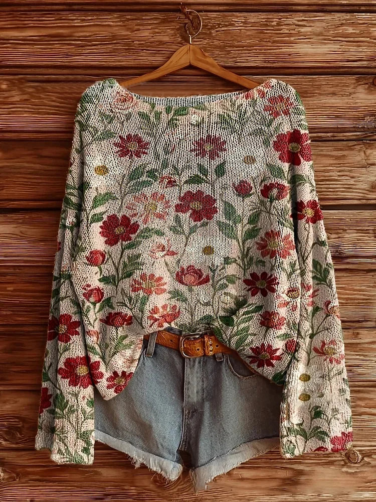 Audrina | Suéter de Manga Larga con Estampado Floral
