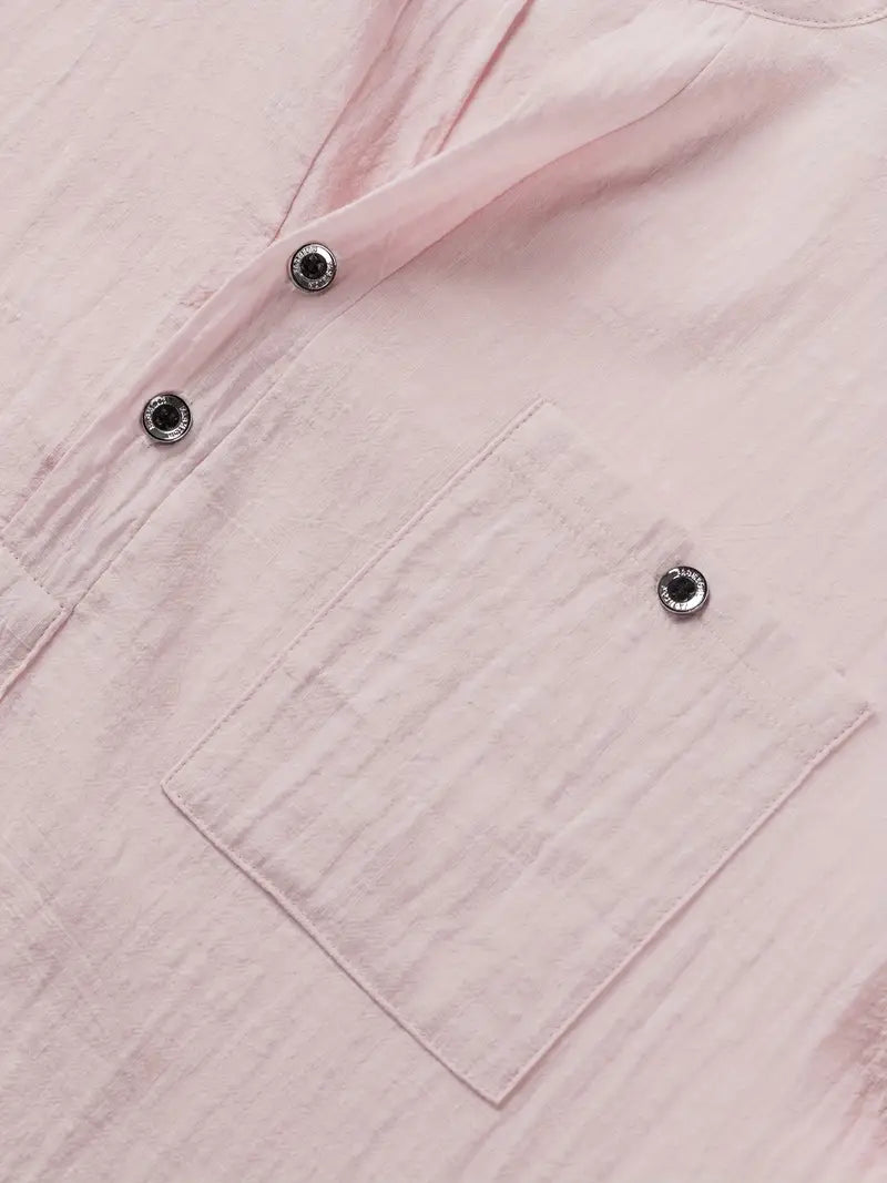 Vaughn - Camiseta Henley de Manga Corta