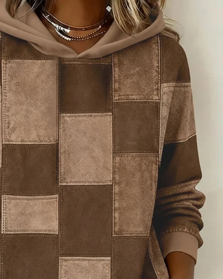 Yaralyn | Sudadera Con Capucha Y Manga Larga De Estilo Patchwork