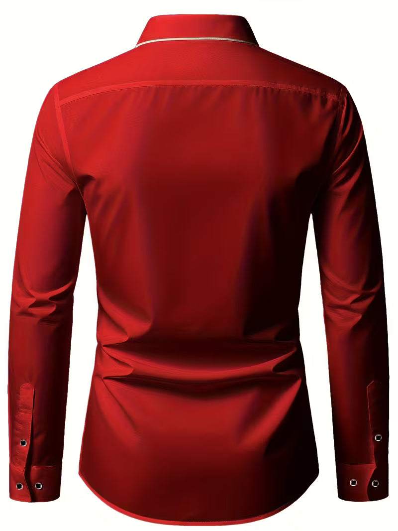 Daven | Camisa de Manga Larga con Ribete en Contraste