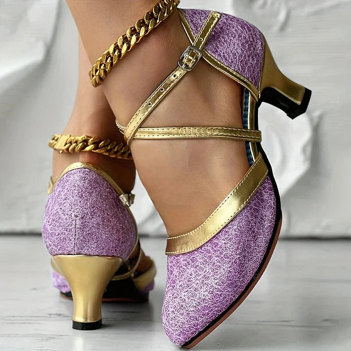 Taleia | Zapatos De Tacón Bajo Con Puntera Puntiaguda Y Correa Con Hebilla