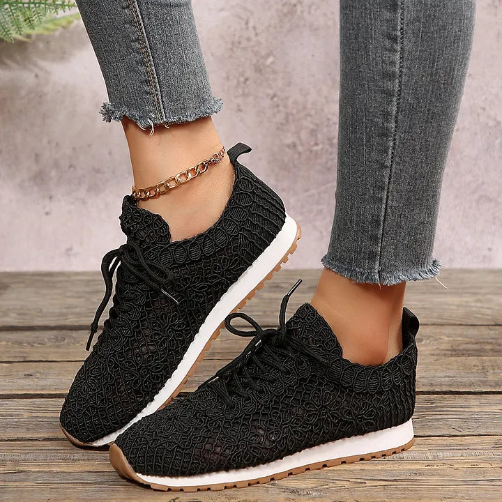 Susannah - Zapatillas Informales Transpirables con Cordones y Tejido de Punto