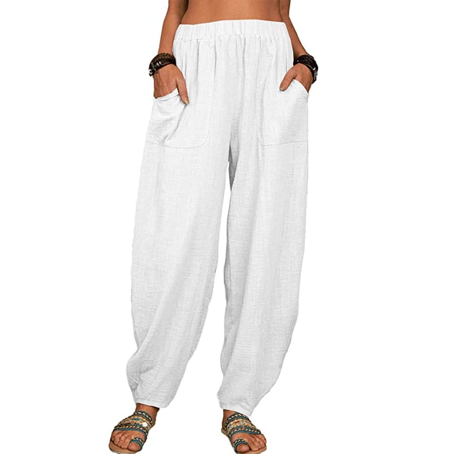 Zinzi | Pantalón Baggy Mujer Lino Bolsillos