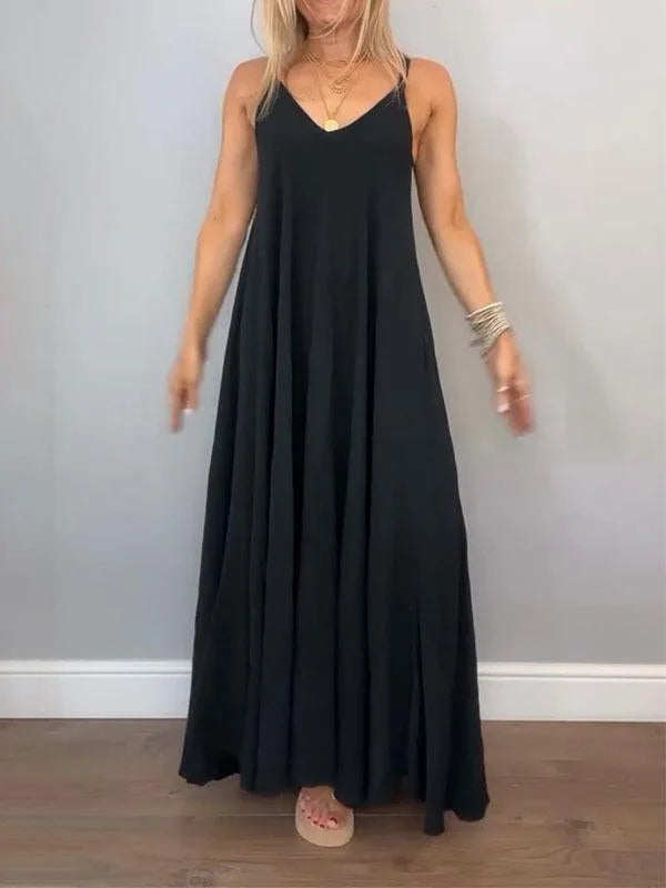 Jolanta | Vestido Largo Liso con Escote en V