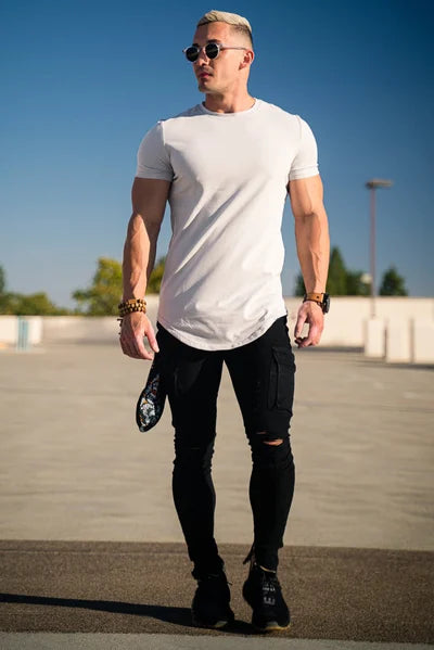 Maxwell - Camiseta de Manga Corta Con Bajo Curvo