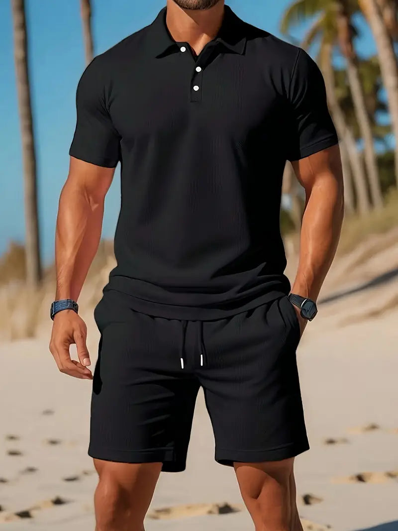 Kelvin | Conjunto De Polo Y Pantalones Cortos Con Textura