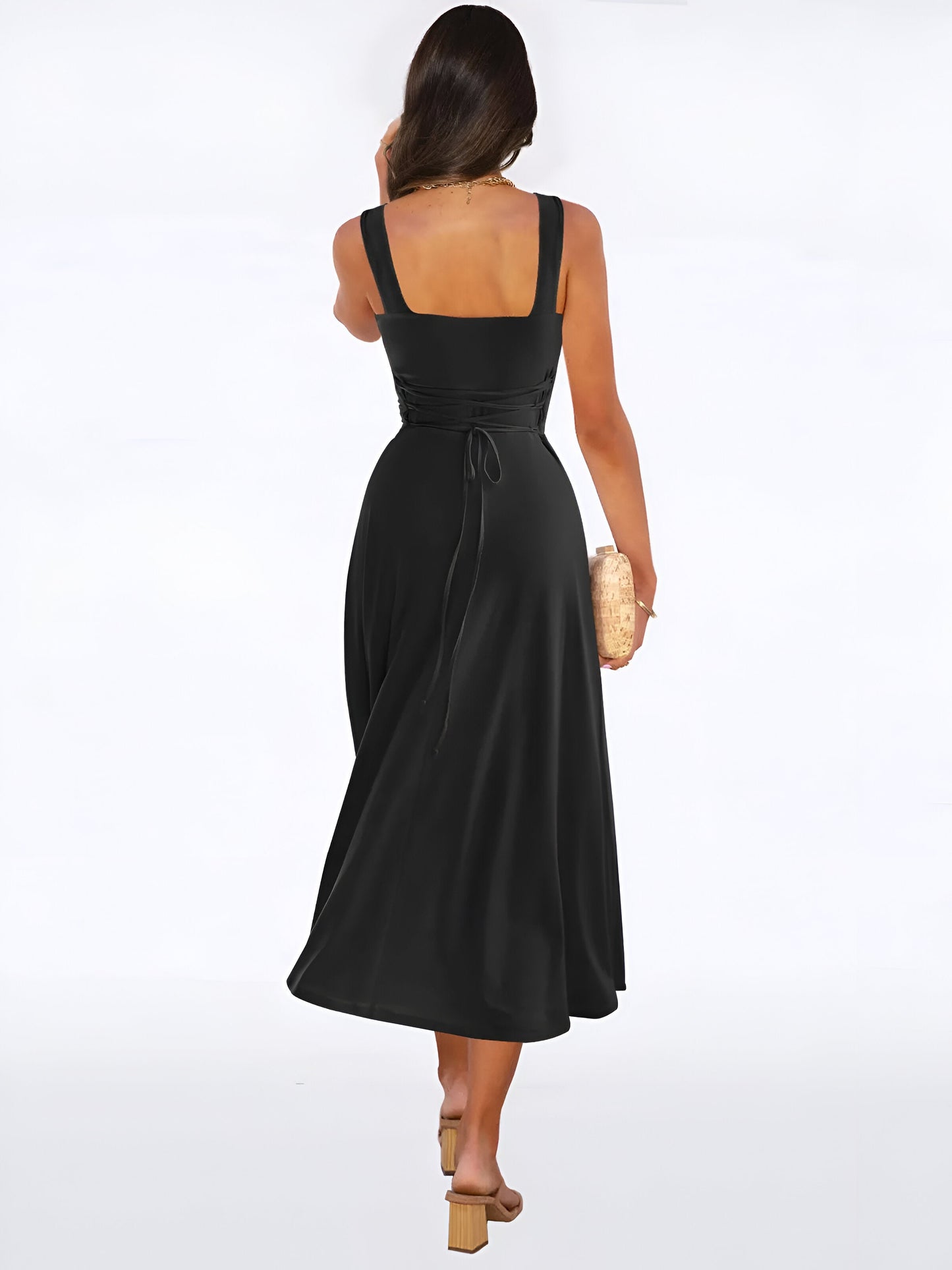 Jasmini | Vestido Midi Con Cuello Cuadrado Y Silueta en a