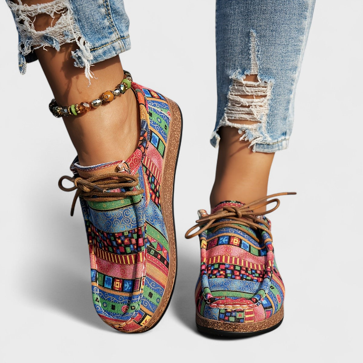 Munyika | Zapato Étnico Patchwork Plataforma Cordones Mujer