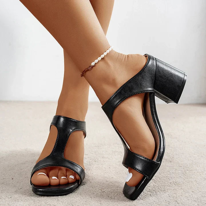 Aubree | Sandalias De Tacón Grueso Y Punta Abierta