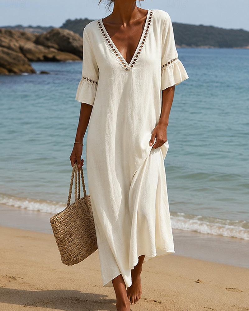 Nellina | Vestido Maxi Con Escote en V