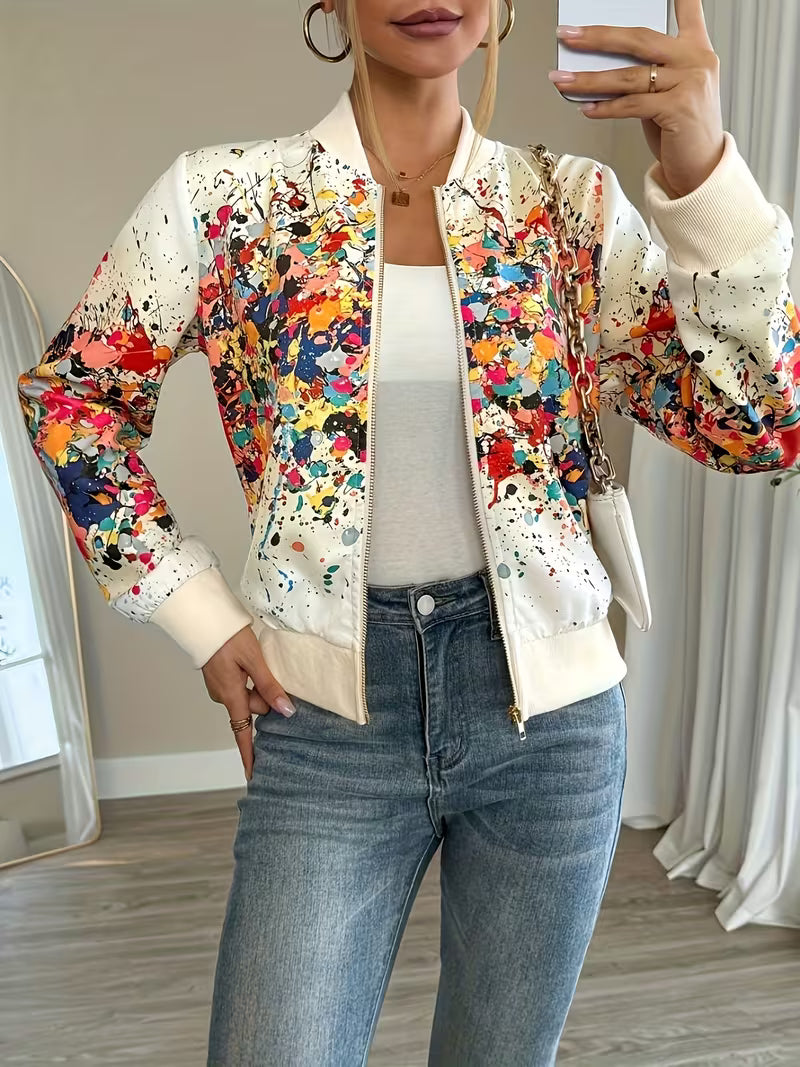 Deloova | Chaqueta Bomber con Estampado Abstracto