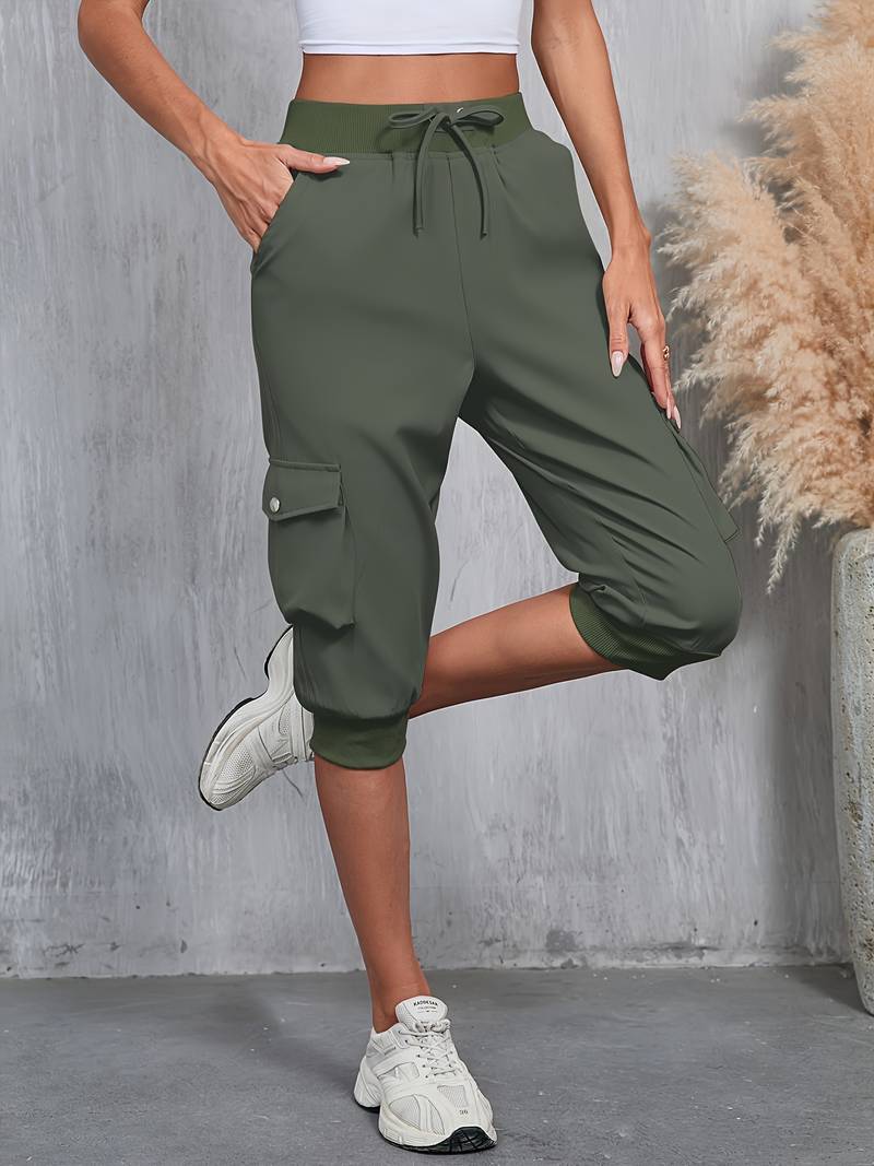 Kirabo | Pantalones Capri Tipo Jogger Cargo Con Cordón en La Cintura