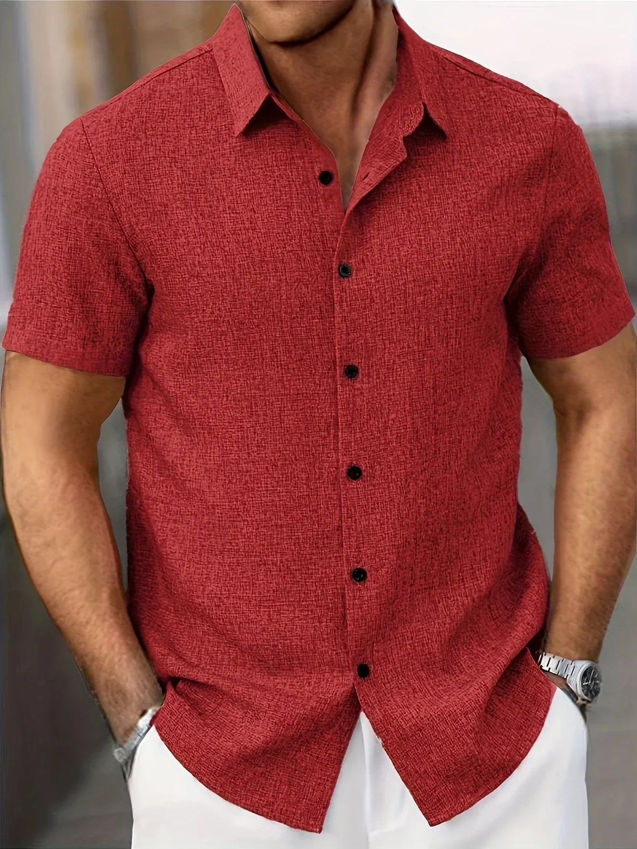 Dwight - Camisa De Manga Corta Ligera De Mezcla De Lino