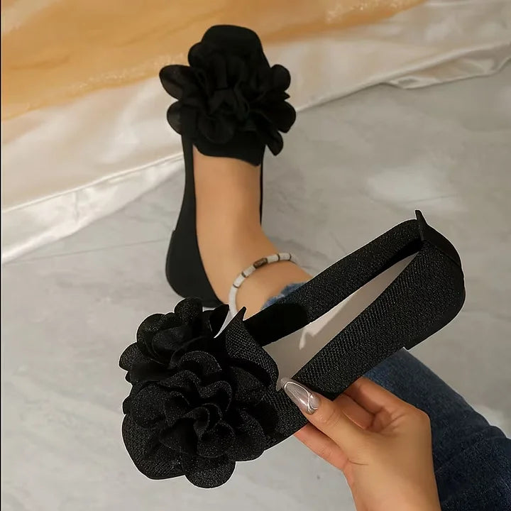 Catriona - Zapatos Planos Sin Cordones Con Punta Cuadrada Y Detalle Floral