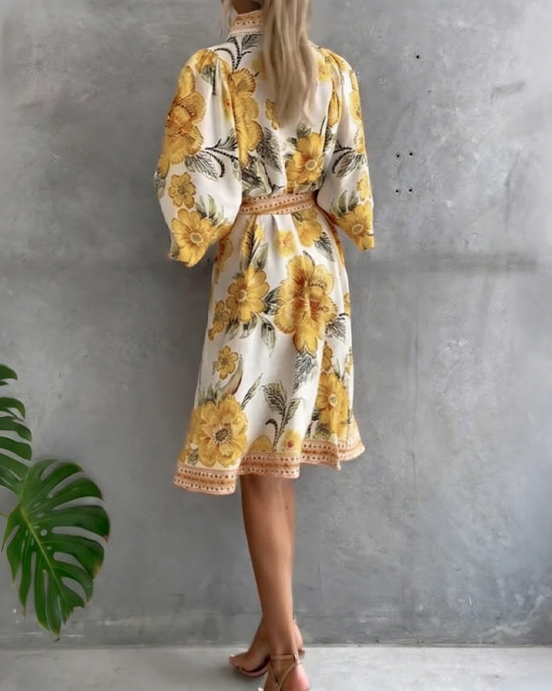 Nylera - Vestido Con Mangas Acampanadas y Cuello En V