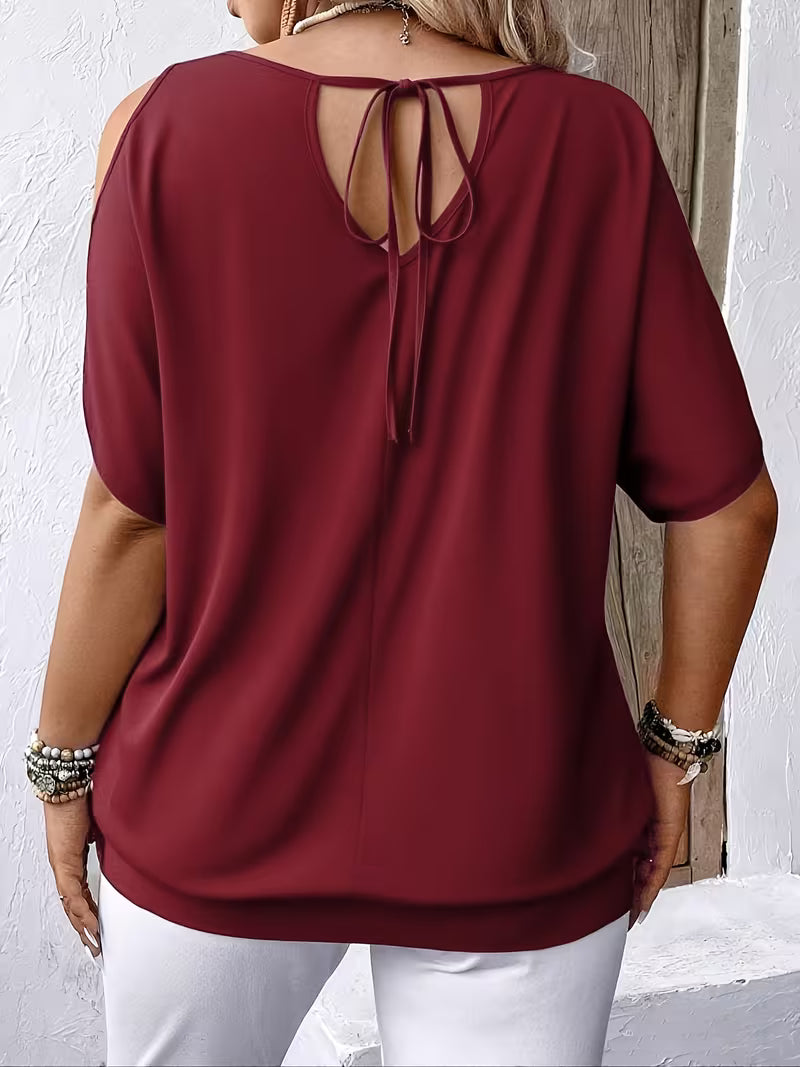Liris | Blusa Con Hombros Al Aire Y Estampado De Plumas