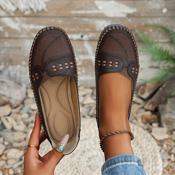 Gerdien | Mocasines Sin Cordones Perforados Para Mujer, Zapatos Planos Informales