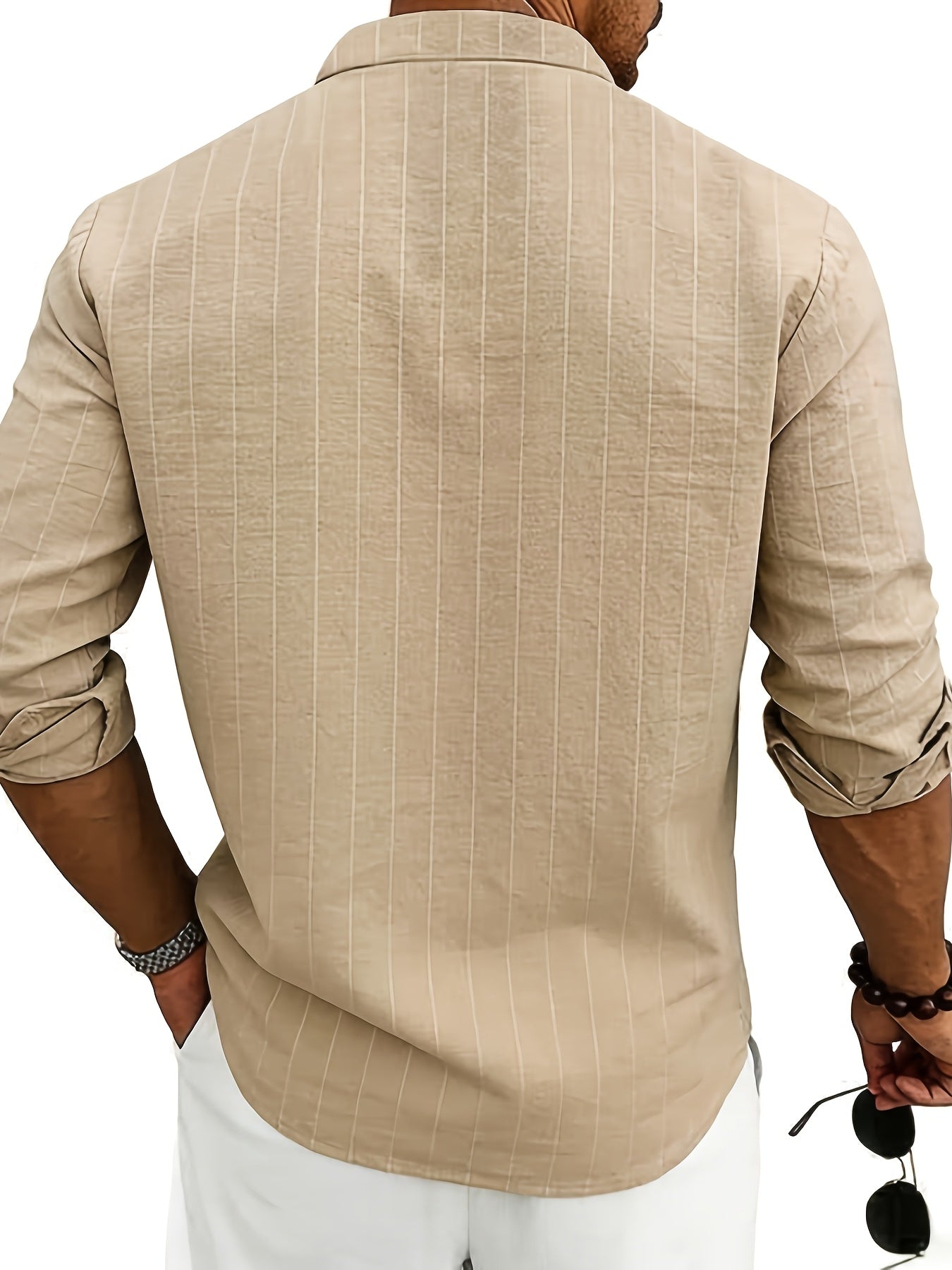 Leslie | Camisa De Rayas Con Cuello Mao