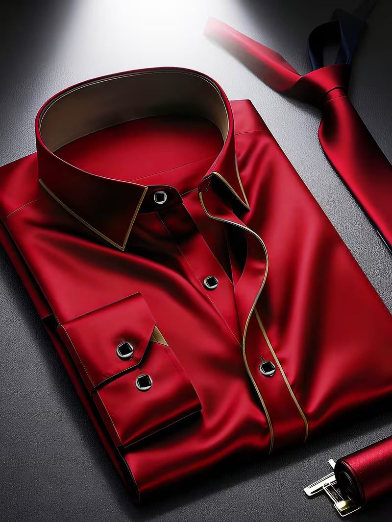 Daven | Camisa de Manga Larga con Ribete en Contraste