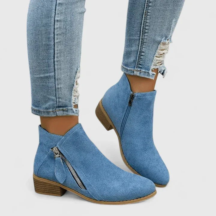 Michelle | Botines con Cremalleras y Tacón Bajo