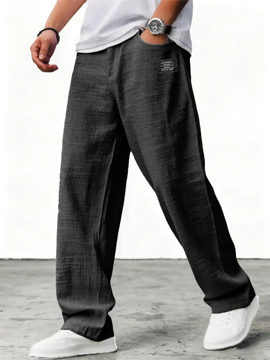 Lushan - Pantalones Sueltos Rectos Con Cintura Elástica