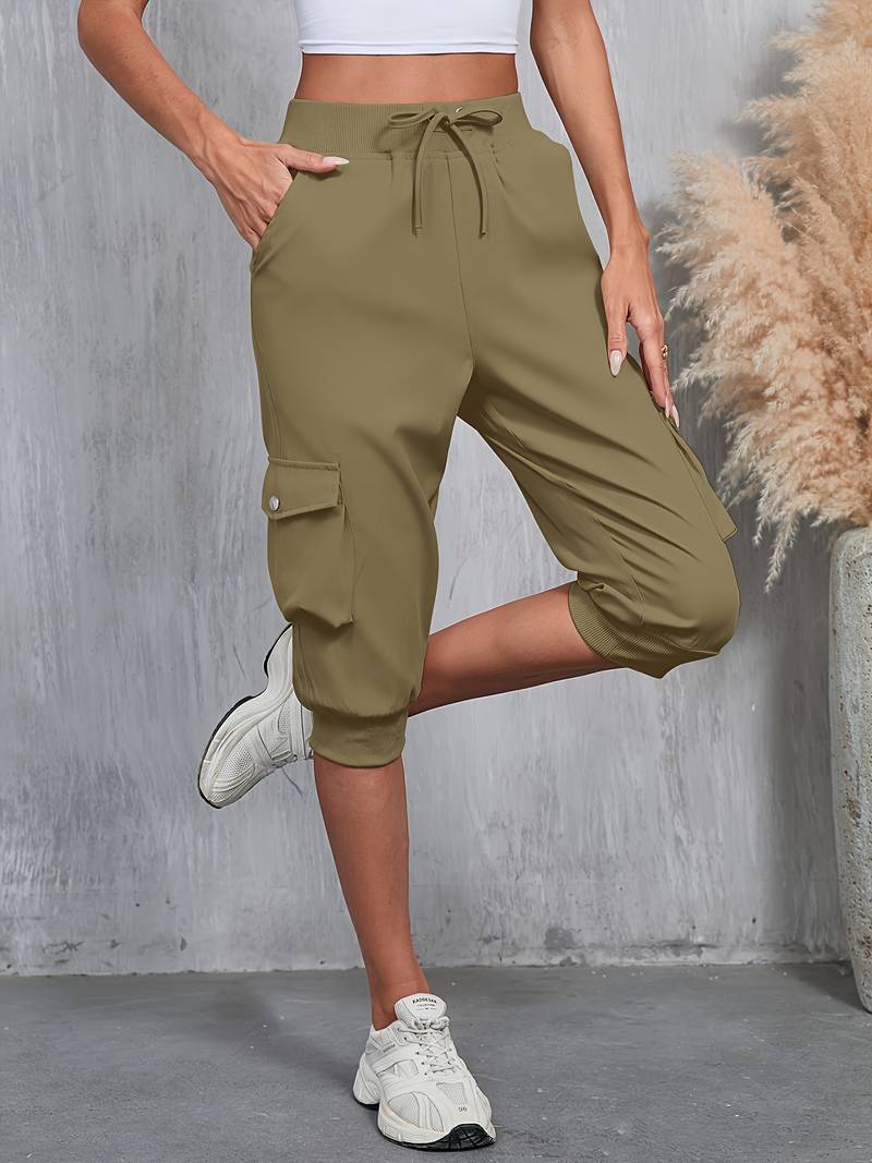 Kirabo | Pantalones Capri Tipo Jogger Cargo Con Cordón en La Cintura