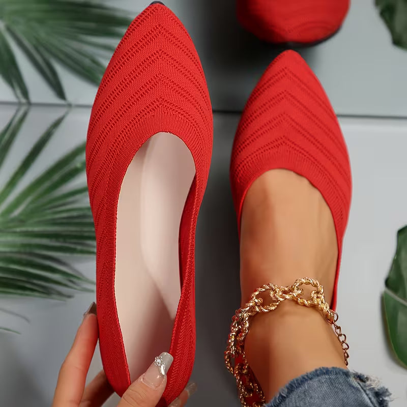 Mikya - Bailarinas Sin Cordones de Punto Con Punta Afilada