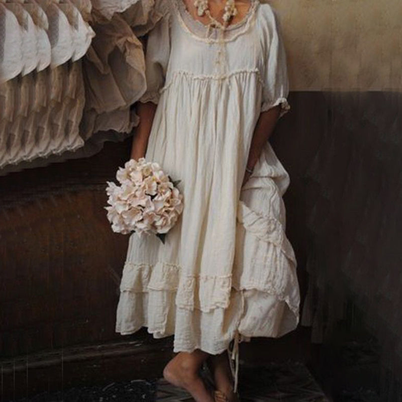 Tannaz | Vestido Maxi Con Volantes Y Manga Corta