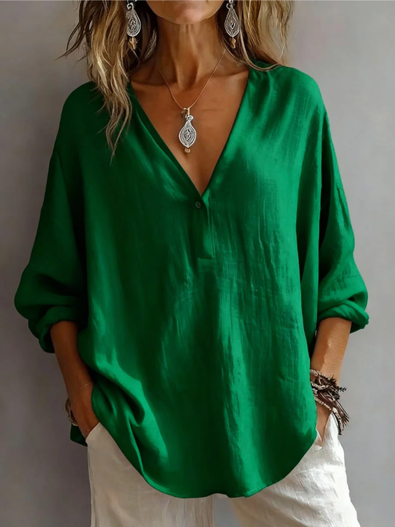 Melna- Blusa Holgada Con Cuello en V
