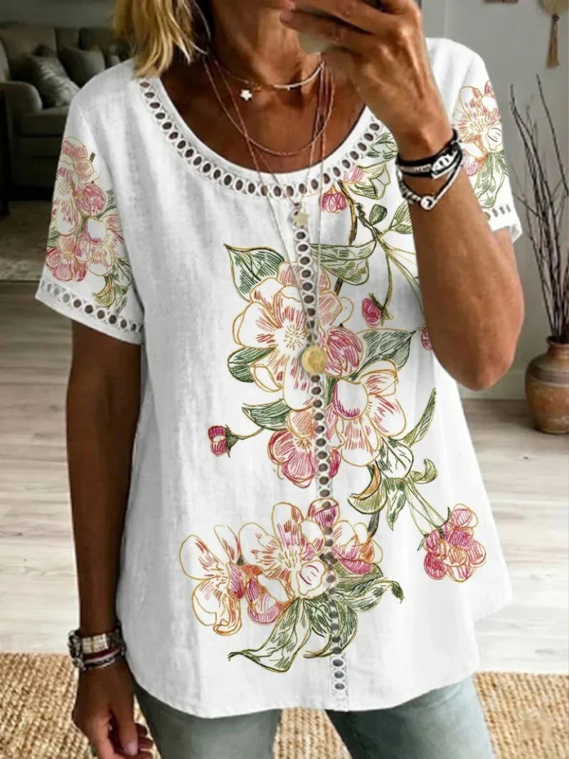 Brendie | Top de manga Corta con Estampado Floral