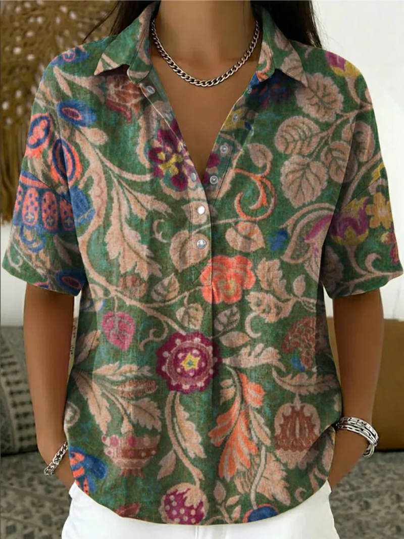 Aksinia | Camisa Floral con Botones