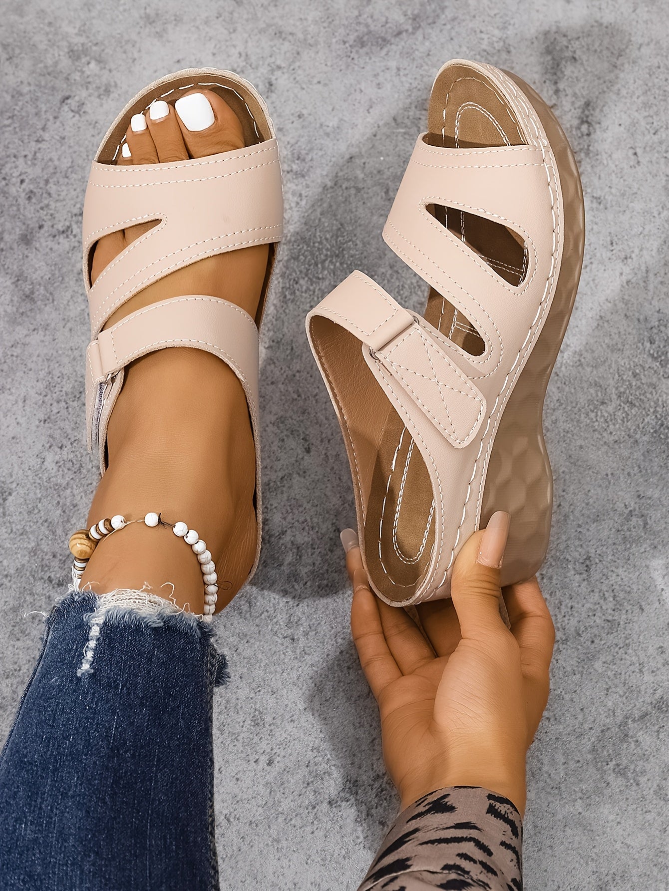 Rowella | Sandalias De Cuña Con Puntera Abierta Para Mujer