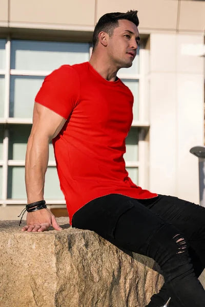 Maxwell - Camiseta de Manga Corta Con Bajo Curvo
