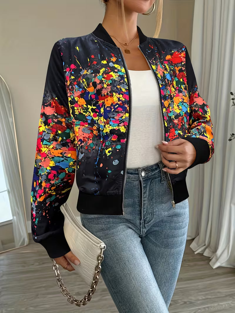 Deloova | Chaqueta Bomber con Estampado Abstracto
