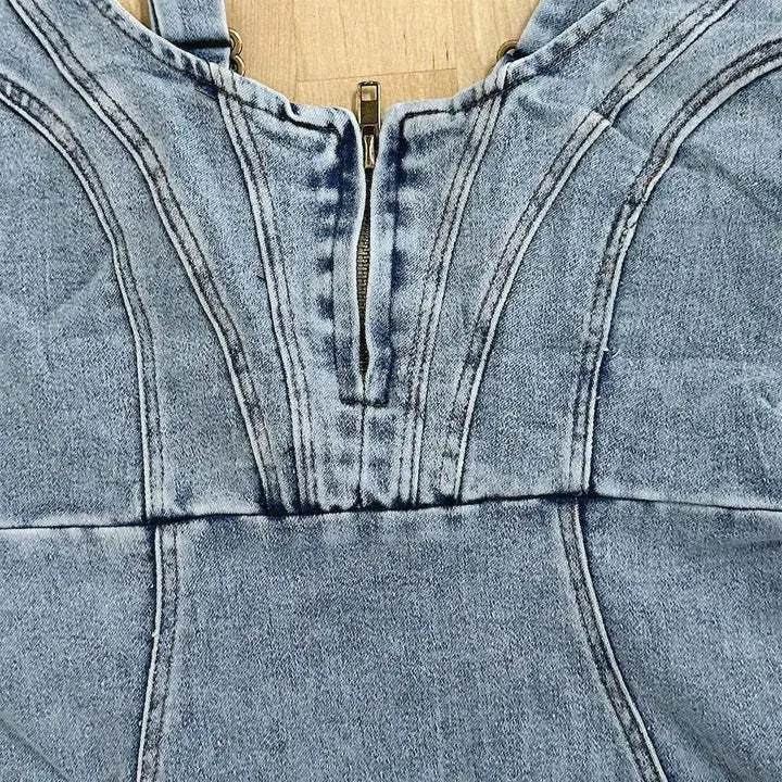 Janae | Vestido Denim Ajustado con Cremallera Frontal