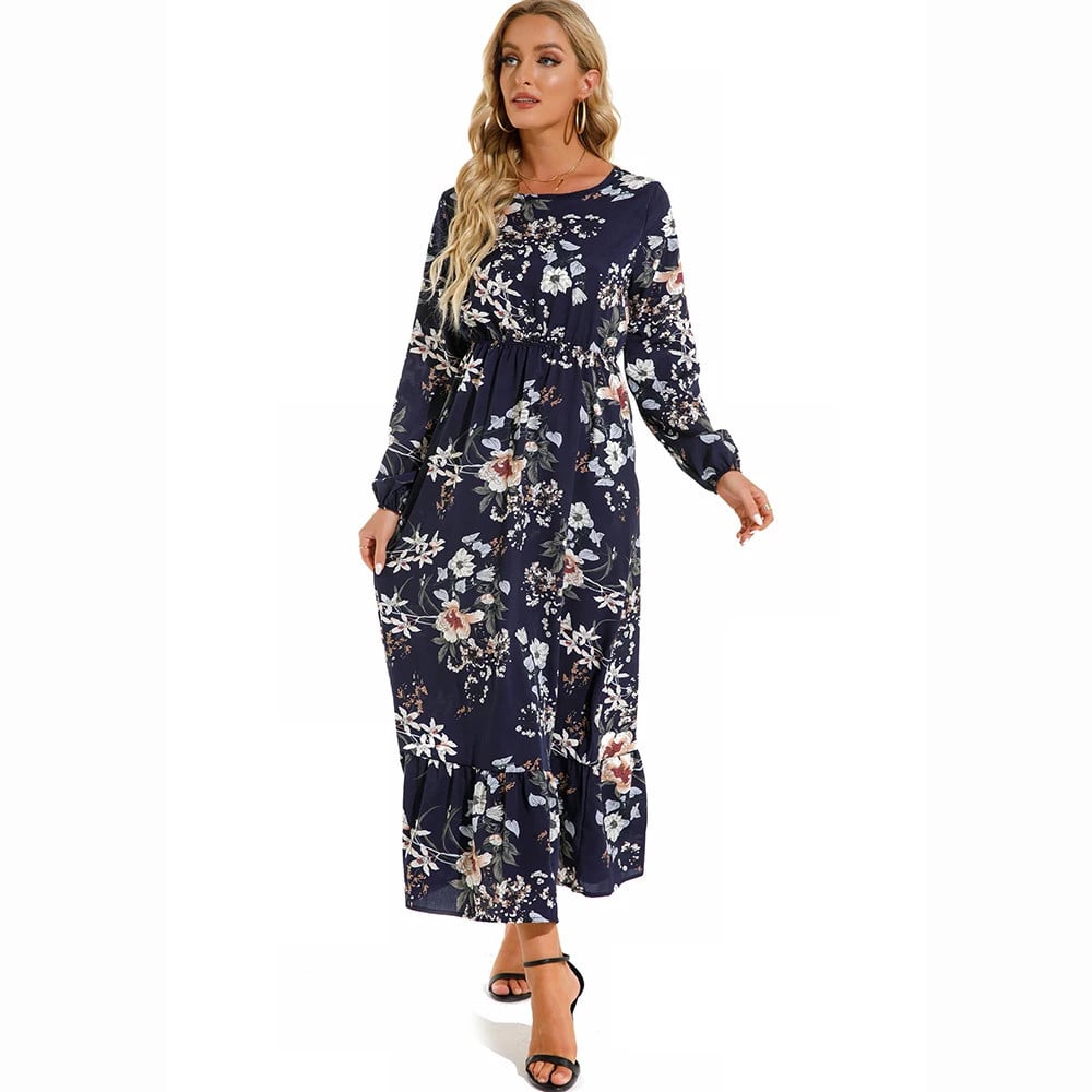 Trisha | Vestido Maxi Floral de Manga Larga