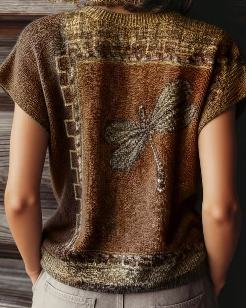 Dyniza - Jersey de Punto de Manga Corta Con Estampado de Libélula