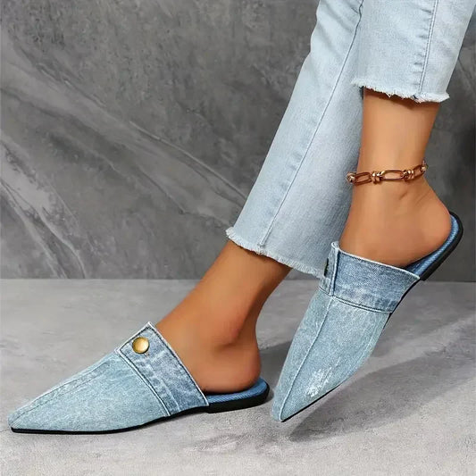 Evropi | Mules Punta Fina Estilo Denim
