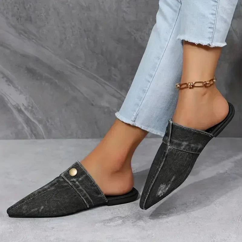 Evropi | Mules Punta Fina Estilo Denim